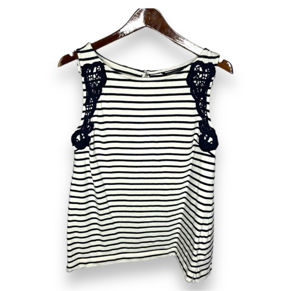 Banana Republic Striped Lace Shoulder Tank Top - Picture 1 of 5